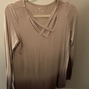 Soft and sexy ombré long sleeve tee light to dark
